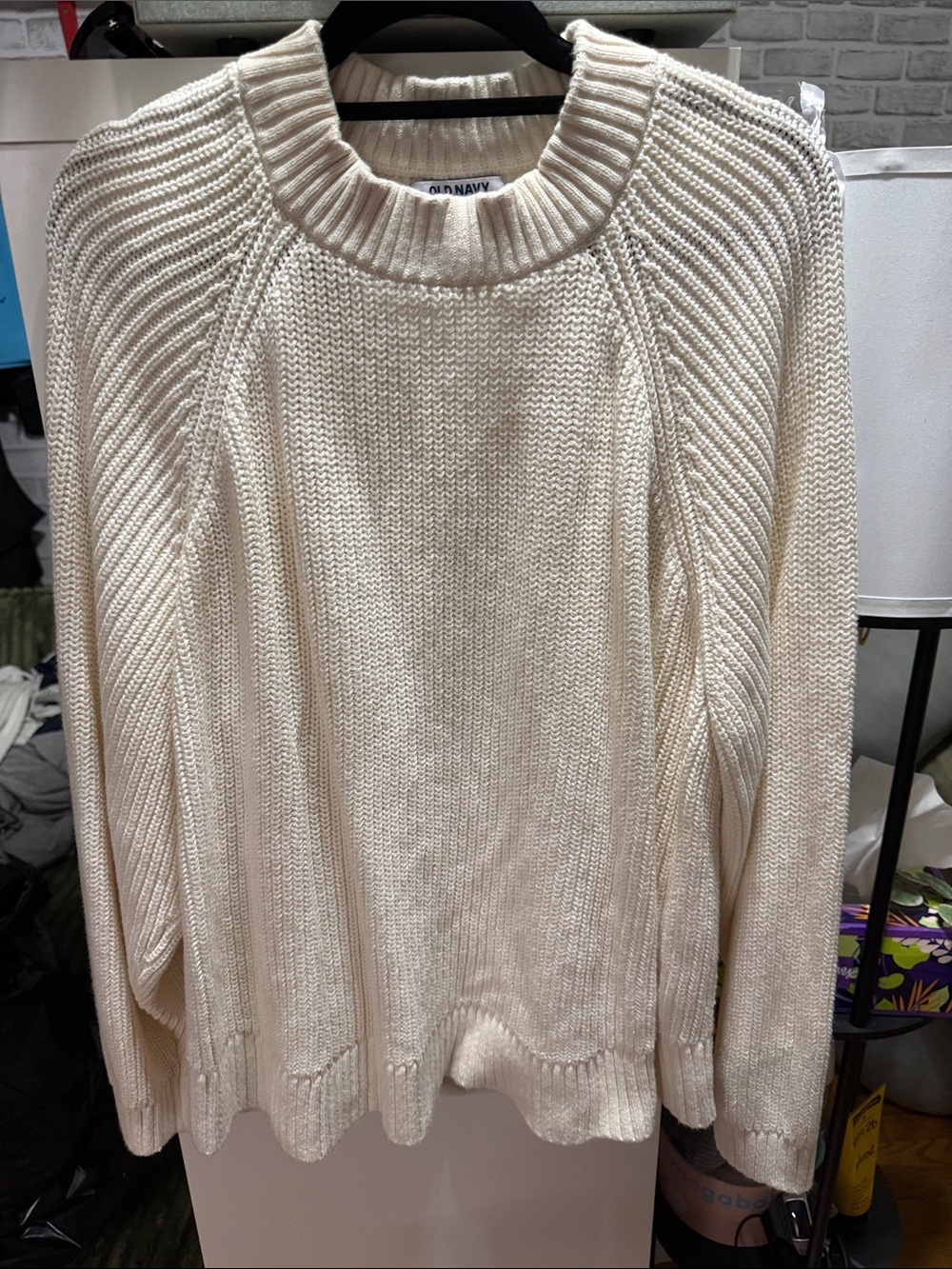 Old Navy Cream Textured Crewneck Sweater
